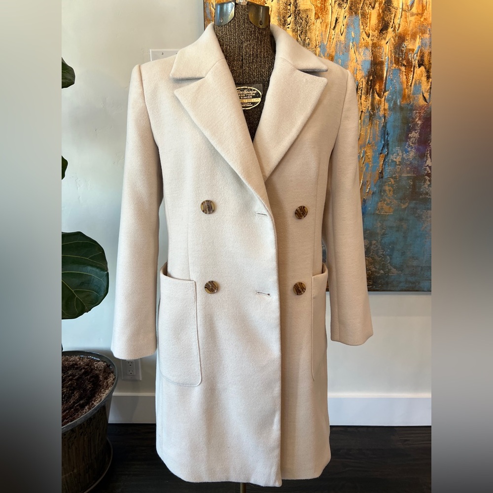 Banana Republic Cream Double-Breasted Pea Coat